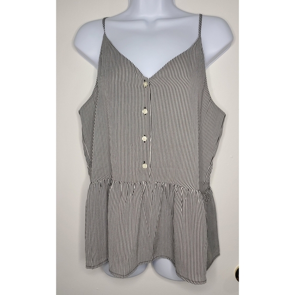 Loft Black and White Striped Peplum Top - Picture 1 of 5